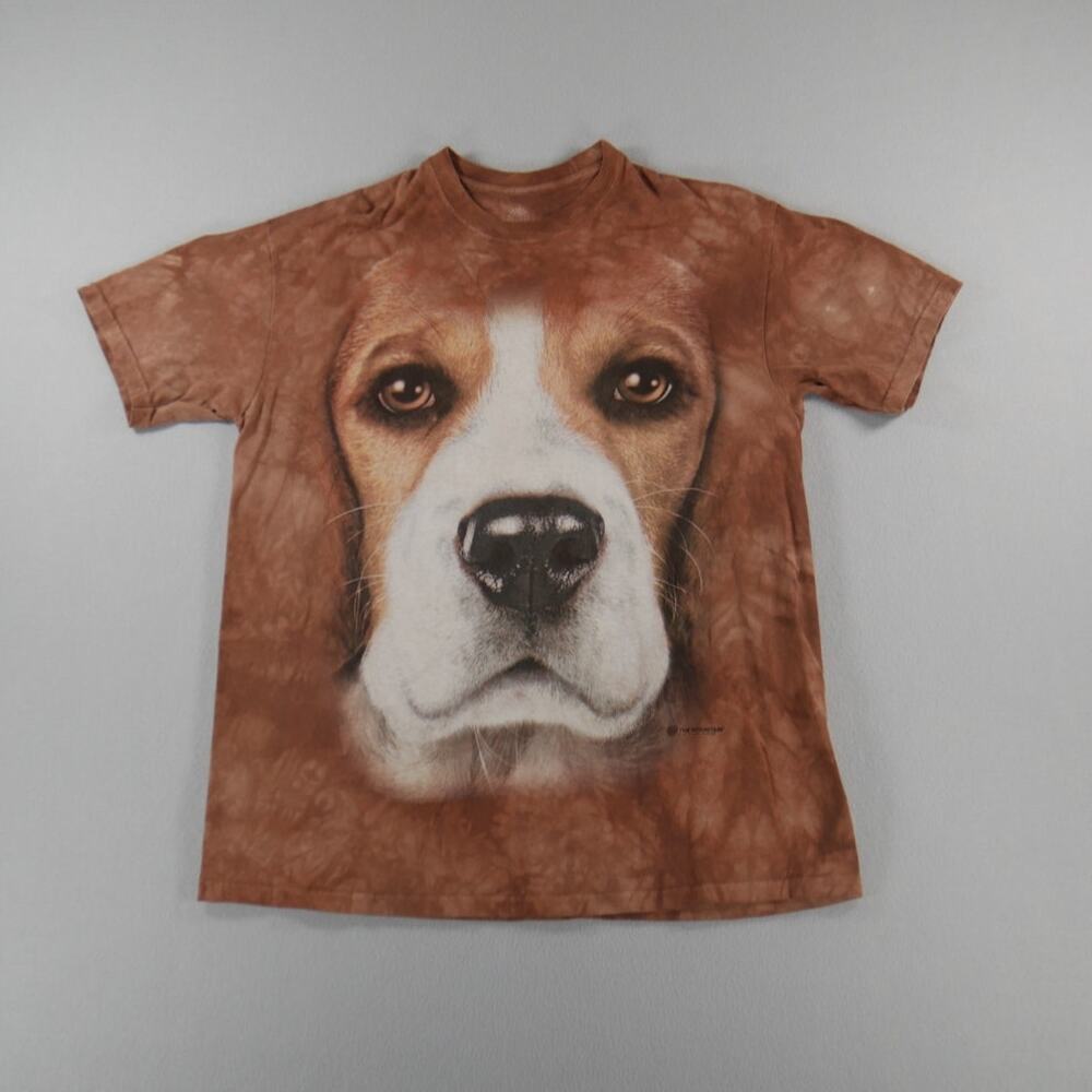 The Mountain Beagle Shirt Mens Large Brown Big Dog Print Short Sleeve Y2K Tee